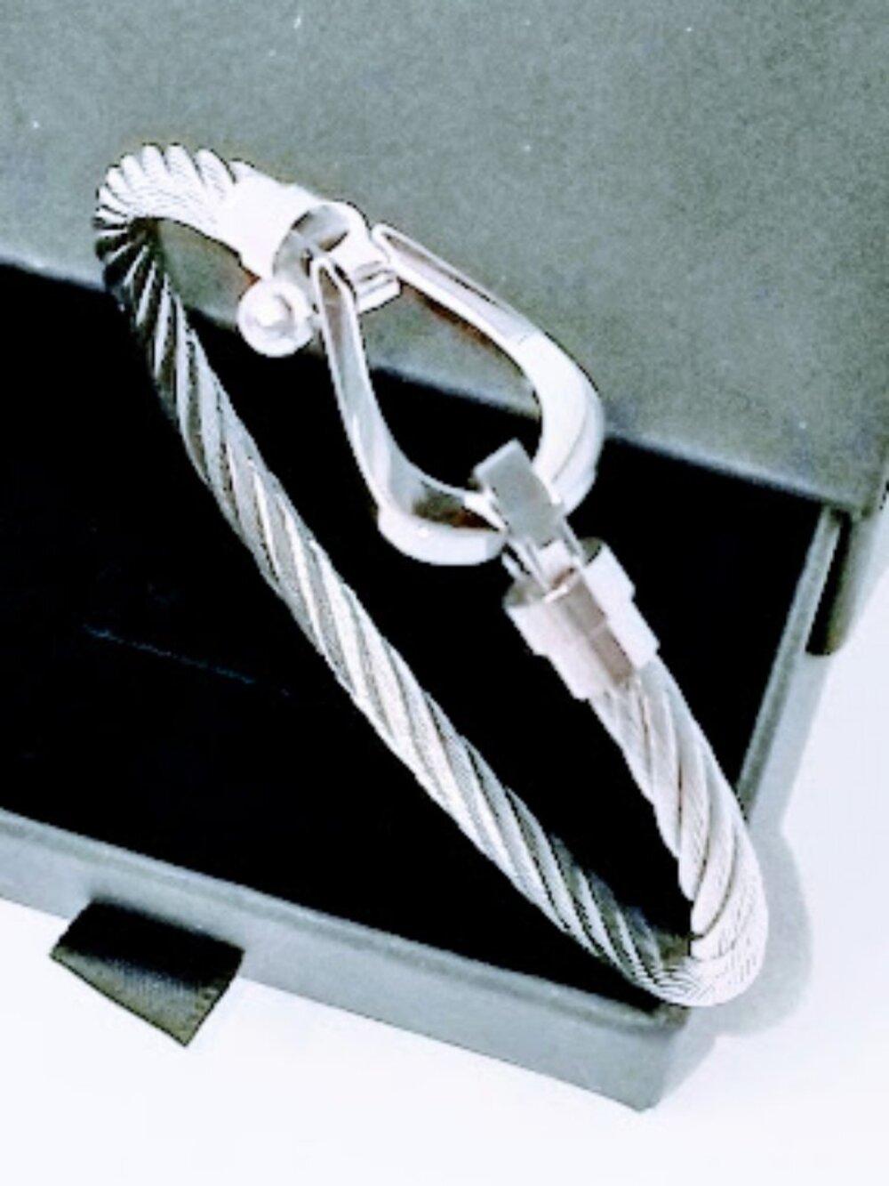 ⚓ 18k Gold Plated Braided Cable Bracelet 316L Steel Horseshoe Clasp Trendy